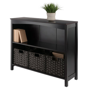 Winsome Wood Terrace 4-piece Storage Shelf Set With 3 Stylish Foldable Baskets For Home Organization & Decor Walnut Solid ,Composite Wood 92498-winsome-wood