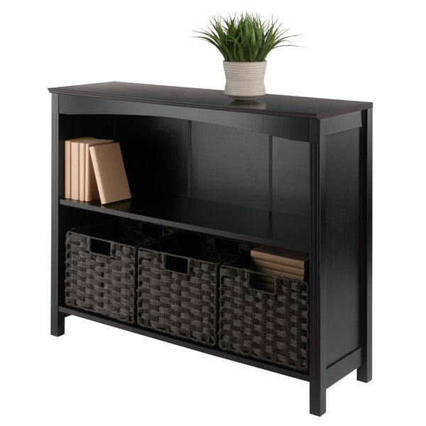 Winsome Wood Terrace 4-piece Storage Shelf Set With 3 Stylish Foldable Baskets For Home Organization & Decor Walnut Solid ,Composite Wood 92498-winsome-wood