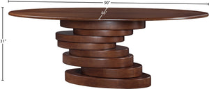 Meridian Furniture Moriah Art Deco Ash Veneer Dining Table Seats Ten with Warm Oak Grain Appeal 924Brown-T