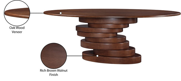 Meridian Furniture Moriah Art Deco Ash Veneer Dining Table Seats Ten with Warm Oak Grain Appeal 924Brown-T