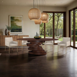 Meridian Furniture Moriah Art Deco Ash Veneer Dining Table Seats Ten with Warm Oak Grain Appeal 924Brown-T