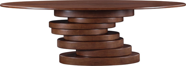 Meridian Furniture Moriah Art Deco Ash Veneer Dining Table Seats Ten with Warm Oak Grain Appeal 924Brown-T