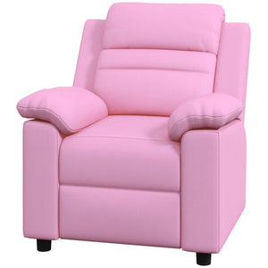 English Elm Qaba Kids Recliner Chair - Cozy Pu Leather Toddler Sofa With Footrest & Headrest For Ages 3-9, Pink W2225P229379-GIGA