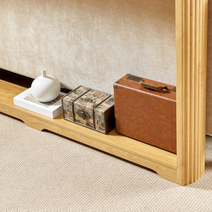 English Elm 70.1"corrugated textured storage table for entryway or behind sofa, waterproof 1.18" top, durable design Natural W1162P339115