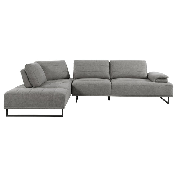 English Elm Harnal Taupe L-Shape Sectional Sofa with Pocket Coil Seating, Plush Back Pillows & Extendable Armrest for Luxurious Comfort and Style B062S01152