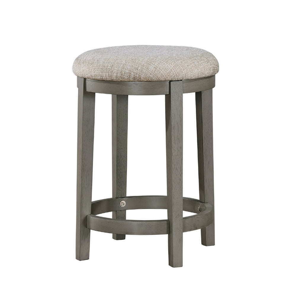 English Elm Anab Set of 2 Counter Stools Round Foam Cushion Gray Wood Frame Kitchen Bar B056P417031