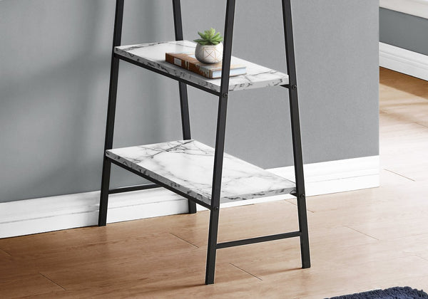 English Elm Computer Desk with Industrial Sawhorse Legs and 4 Open Shelves, 48" Reclaimed Wood-Look Workspace White 51 L x 26 W x 5 H B2710P219816