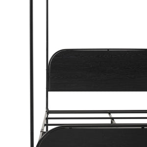 English Elm Walker Edison - Modern Metal and Wood Canopy Bedframe Queen – Black Steel Frame, Wood Headboard, No Box Spring Needed, Modern Design B185P169242