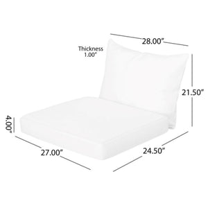English Elm Christopher Knight Home® - ANTIBES Plush Outdoor Club Chair Cushions Set - Ergonomic Back & Seat Support, Water-Resistant Fabric White N775P270382W