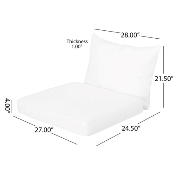 English Elm Christopher Knight Home® - ANTIBES Plush Outdoor Club Chair Cushions Set - Ergonomic Back & Seat Support, Water-Resistant Fabric White N775P270382W
