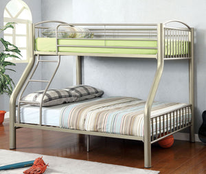 English Elm Twin Industrial Metal Bunk Bed with Wood Panels and Built-In Ladder, Guarded Top, Versatile Layouts Metallic Grey 76 L x 62 W x 9 H B2741P353748