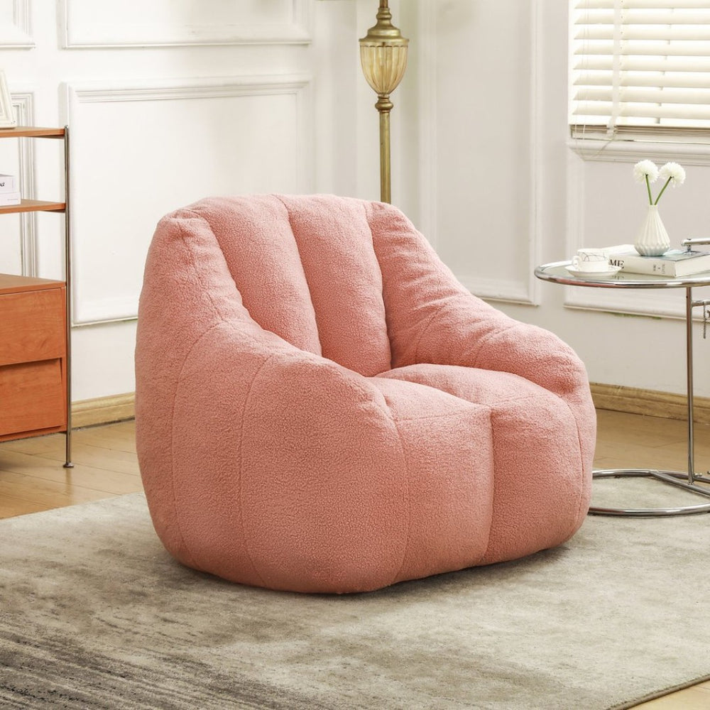 English Elm Bean Bag Chair Oversized Faux Fur Memory Foam Lounge Seat for Dorm or Living Room Pink W2200P243728