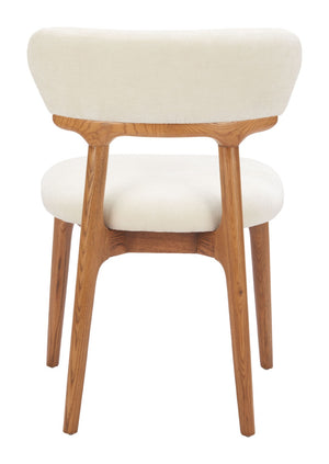 Cedar Dining Chair Set of 2 - Modern White & Walnut Design with Premium Fabric & Solid Wood