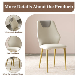 English Elm Set Of 2 Elegant Dining Chairs With Ergonomic Design, Pu Leather Seats, Gold-Plated Legs & Comfort W509P375684-GIGA