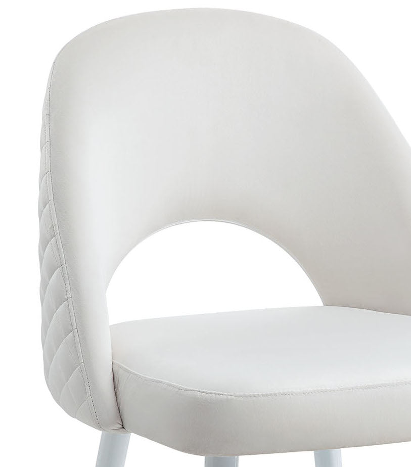 English Elm Zemirah White Velvet Side Chairs Set of 2 — 4" Cushions, Hollow Back, Gloss Finish, Durable Frame B2726P262963