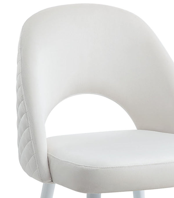 English Elm Zemirah White Velvet Side Chairs Set of 2 — 4" Cushions, Hollow Back, Gloss Finish, Durable Frame B2726P262963