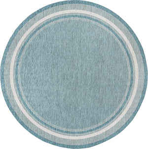 Unique Loom Outdoor Border Soft Border Machine Made Border Rug Teal, Ivory/Gray 13' 0" x 13' 0"