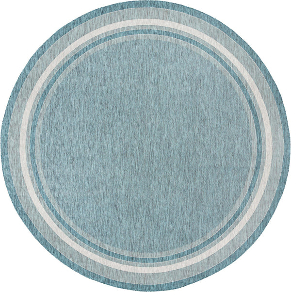 Unique Loom Outdoor Border Soft Border Machine Made Border Rug Teal, Ivory/Gray 13' 0" x 13' 0"