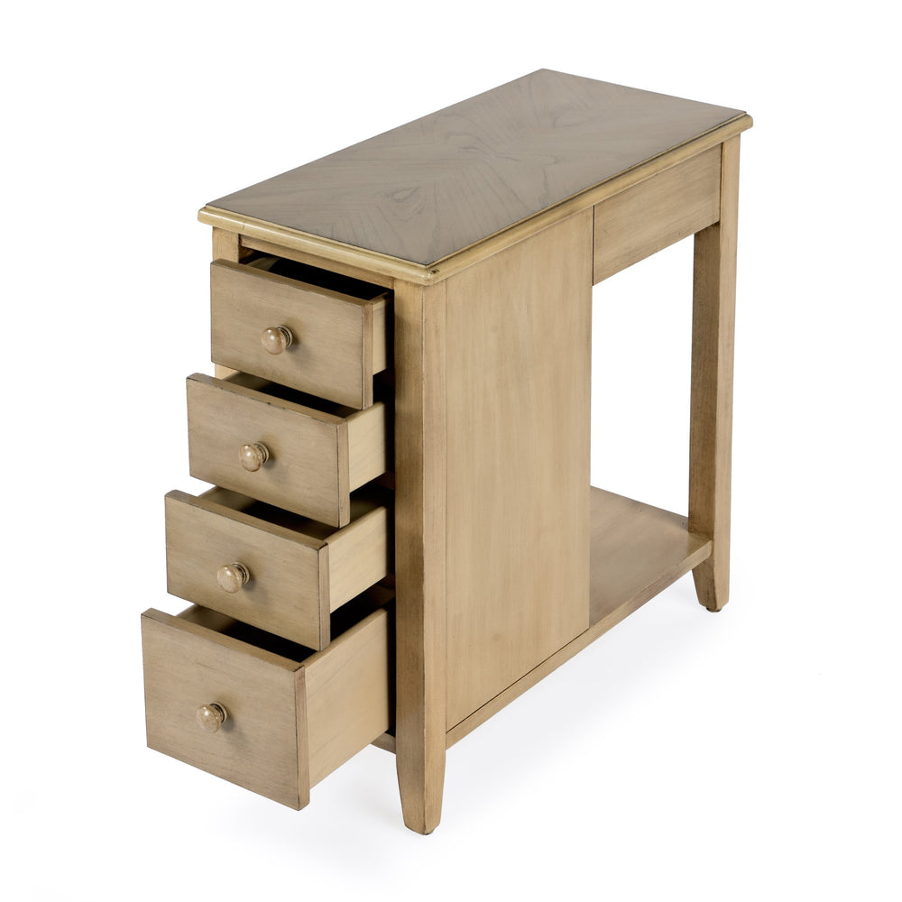 Butler Specialty Kelton 4 Drawer Side Table - Stylish Cherry Finish, Perfect For Narrow Spaces With Open Shelf Storage Beige Rubberwood Solids,Mdf,Cherry Veneer 9250424-butler