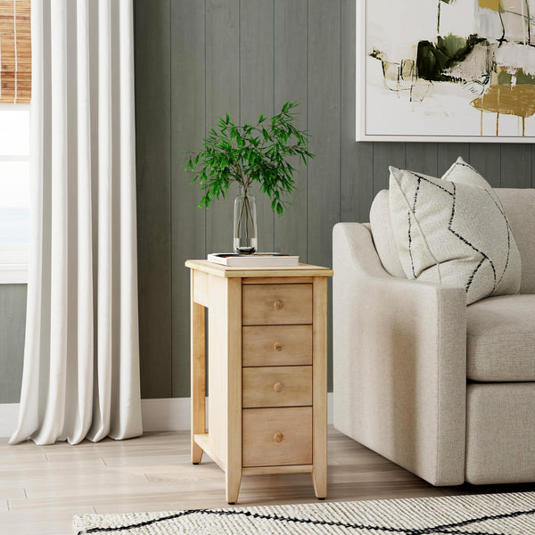 Butler Specialty Kelton 4 Drawer Side Table - Stylish Cherry Finish, Perfect For Narrow Spaces With Open Shelf Storage Beige Rubberwood Solids,Mdf,Cherry Veneer 9250424-butler