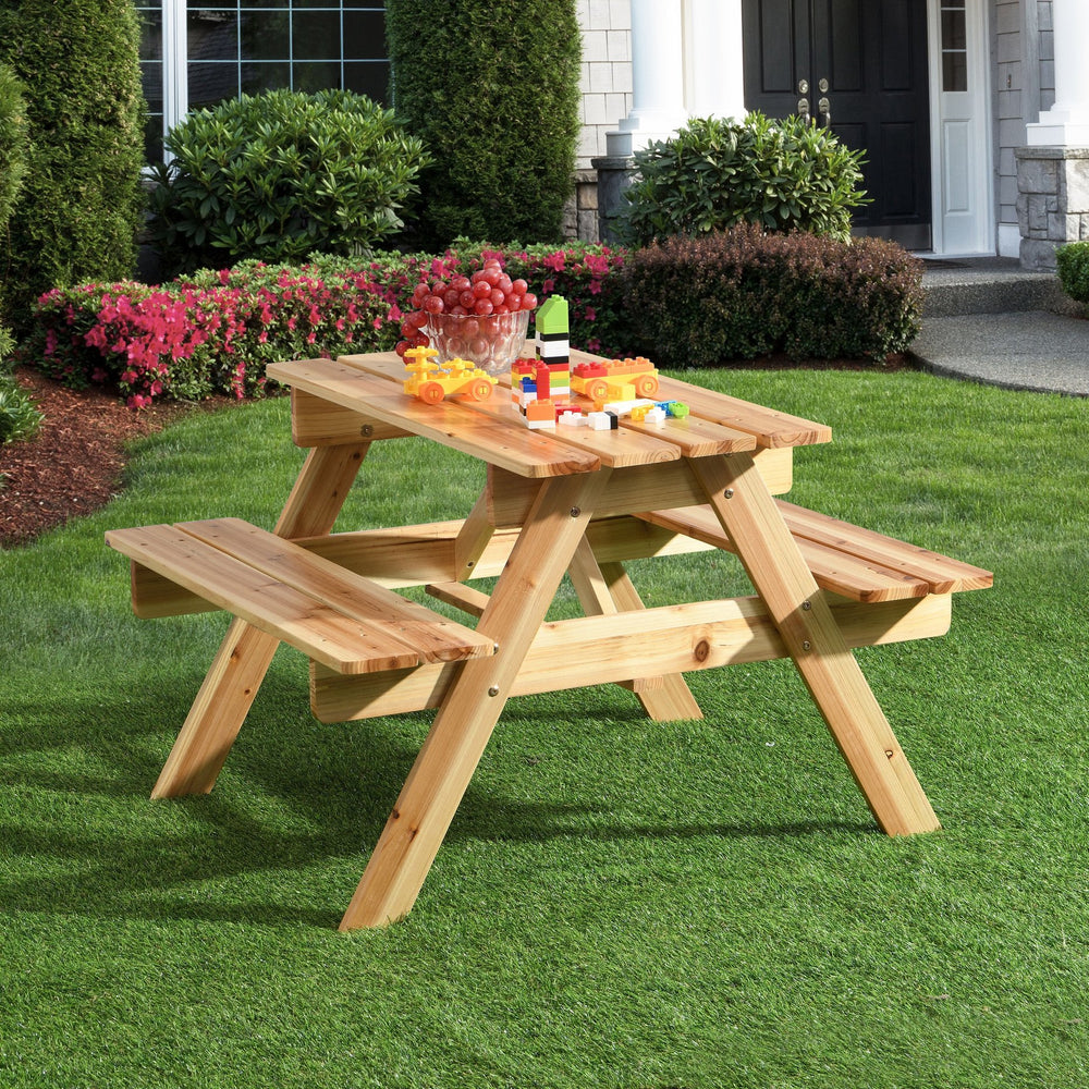 English Elm Children's Natural Wood Dining Table and Chairs Set – Multi-Functional, Durable, Perfect Gift for Kids W495P298900