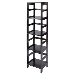 Winsome Wood Leo 4-tier Espresso Storage Shelf - Stylish, Space-saving Bookcase For Home Or Office Organization Espresso Solid Wood 92514-winsome-wood