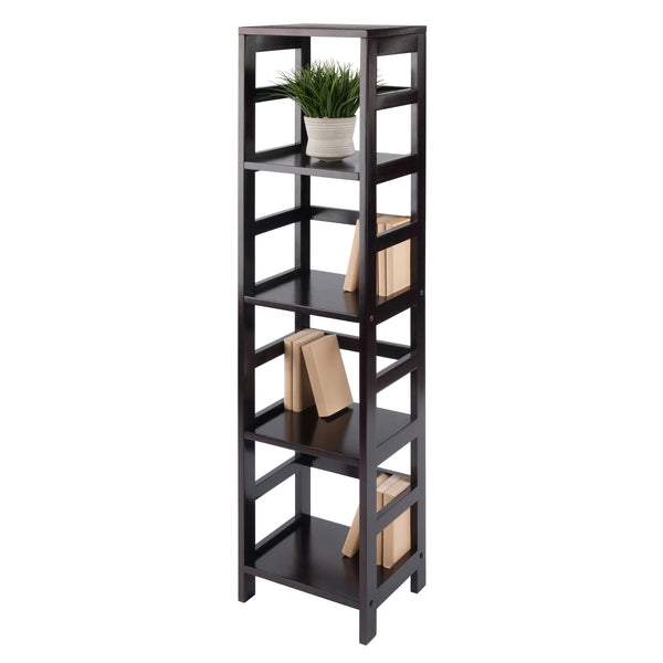 Winsome Wood Leo 4-tier Espresso Storage Shelf - Stylish, Space-saving Bookcase For Home Or Office Organization Espresso Solid Wood 92514-winsome-wood