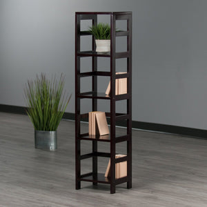Winsome Wood Leo 4-tier Espresso Storage Shelf - Stylish, Space-saving Bookcase For Home Or Office Organization Espresso Solid Wood 92514-winsome-wood