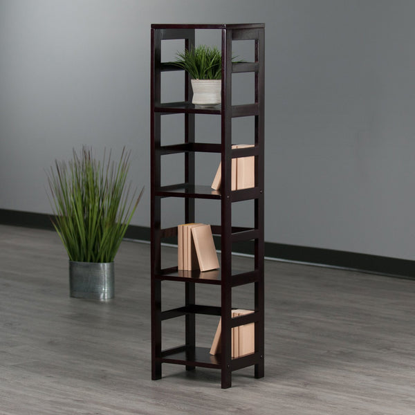 Winsome Wood Leo 4-tier Espresso Storage Shelf - Stylish, Space-saving Bookcase For Home Or Office Organization Espresso Solid Wood 92514-winsome-wood