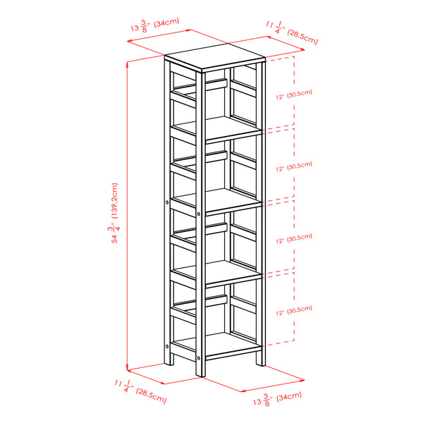 Winsome Wood Leo 4-tier Espresso Storage Shelf - Stylish, Space-saving Bookcase For Home Or Office Organization Espresso Solid Wood 92514-winsome-wood