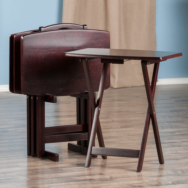 Winsome Wood Dylan 5-piece Espresso Snack Table Set - Versatile Folding Tables For Entertaining Or Daily Use Espresso Solid ,Composite Wood 92517-winsome-wood