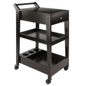 Winsome Wood Jeston Entertainment Cart - Stylish Espresso Bar Cart With Adjustable Shelves & Removable Wine Holder Espresso Solid ,Composite Wood 92529-winsome-wood