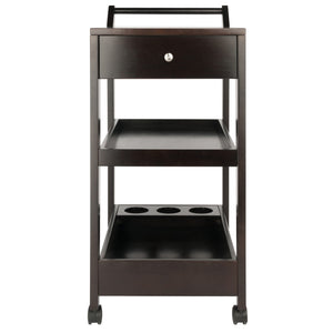 Winsome Wood Jeston Entertainment Cart - Stylish Espresso Bar Cart With Adjustable Shelves & Removable Wine Holder Espresso Solid ,Composite Wood 92529-winsome-wood