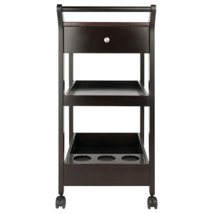 Winsome Wood Jeston Entertainment Cart - Stylish Espresso Bar Cart With Adjustable Shelves & Removable Wine Holder Espresso Solid ,Composite Wood 92529-winsome-wood
