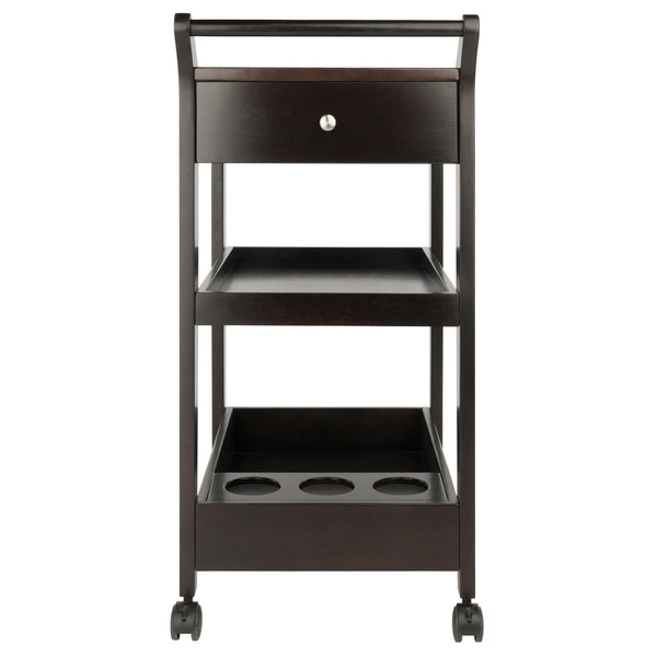 Winsome Wood Jeston Entertainment Cart - Stylish Espresso Bar Cart With Adjustable Shelves & Removable Wine Holder Espresso Solid ,Composite Wood 92529-winsome-wood