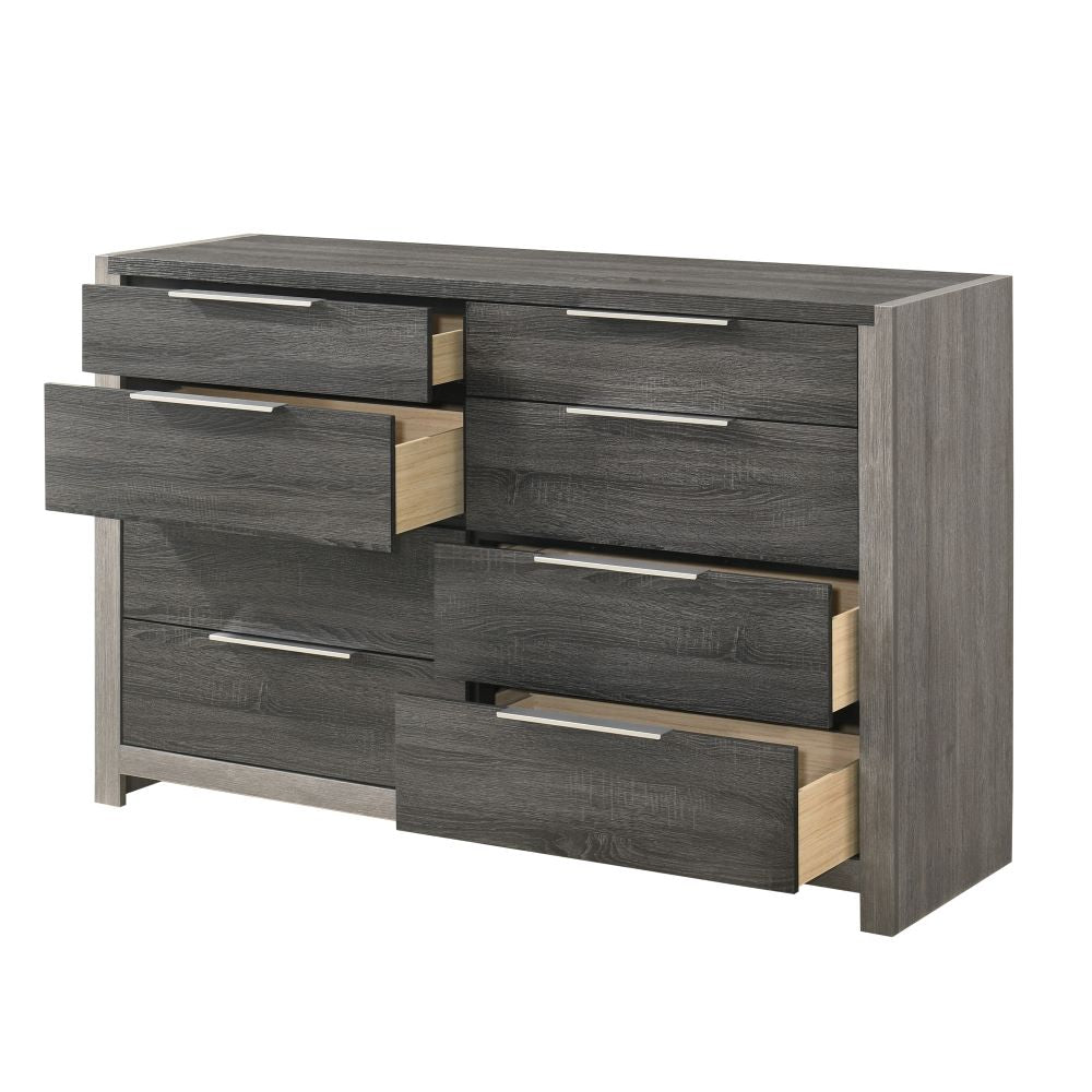English Elm Modern Five-Drawer Storage Chest with Full-Extension Dovetail Drawers and Sleek Metal Handles, 38W Gray 67 L x 19 W x 43 H B2741P405636