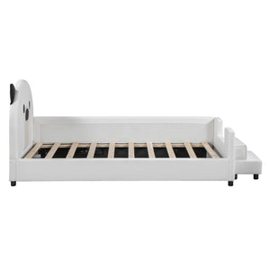 English Elm Twin Velvet Daybed Bear Headboard Hydraulic Storage Kids Bedroom Frame White SF000129AAK