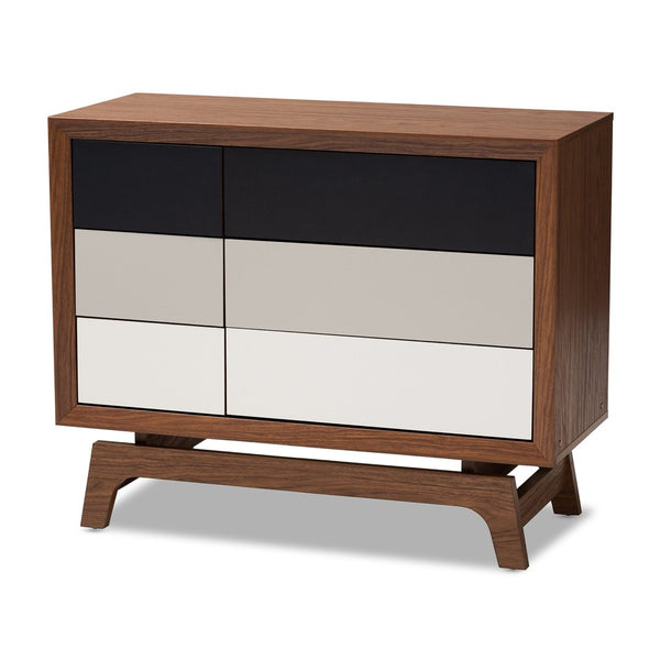 Baxton Studio Baxton Studio Svante Mid-Century Modern 6-Drawer Chest with Stylish Gradient and Angled Legs WI1704-Walnut/White/Grey-6DW-Chest