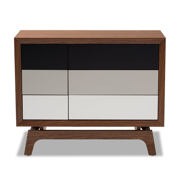 Baxton Studio Baxton Studio Svante Mid-Century Modern 6-Drawer Chest with Stylish Gradient and Angled Legs WI1704-Walnut/White/Grey-6DW-Chest