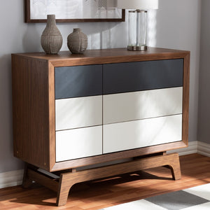 Baxton Studio Baxton Studio Svante Mid-Century Modern 6-Drawer Chest with Stylish Gradient and Angled Legs WI1704-Walnut/White/Grey-6DW-Chest
