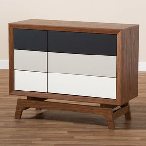 Baxton Studio Baxton Studio Svante Mid-Century Modern 6-Drawer Chest with Stylish Gradient and Angled Legs WI1704-Walnut/White/Grey-6DW-Chest