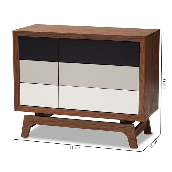 Baxton Studio Baxton Studio Svante Mid-Century Modern 6-Drawer Chest with Stylish Gradient and Angled Legs WI1704-Walnut/White/Grey-6DW-Chest