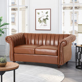 Christopher Knight Home® - Noble House - Glenmont Contemporary Channel Stitch Loveseat with Nailhead Trim