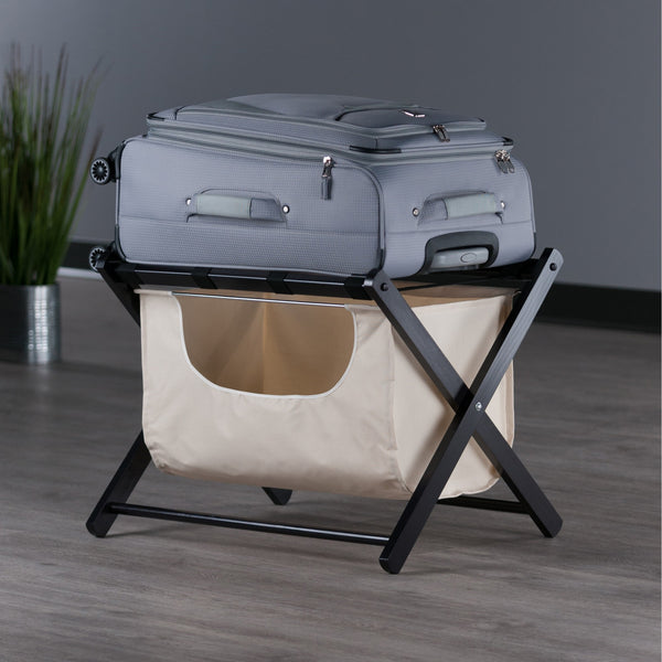 Winsome Wood Dora Luggage Rack With Removable Fabric Basket – Espresso Wood, Stylish & Functional Storage Solution Espresso Solid Wood ,Nylon ,Fabric 92535-winsome-wood