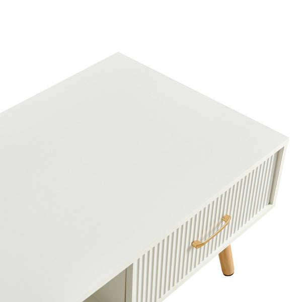 English Elm Rectangle Coffee Table With Sleek Solid Wood Legs, Modern Storage Drawer For Stylish Living Rooms W1265P230631-GIGA