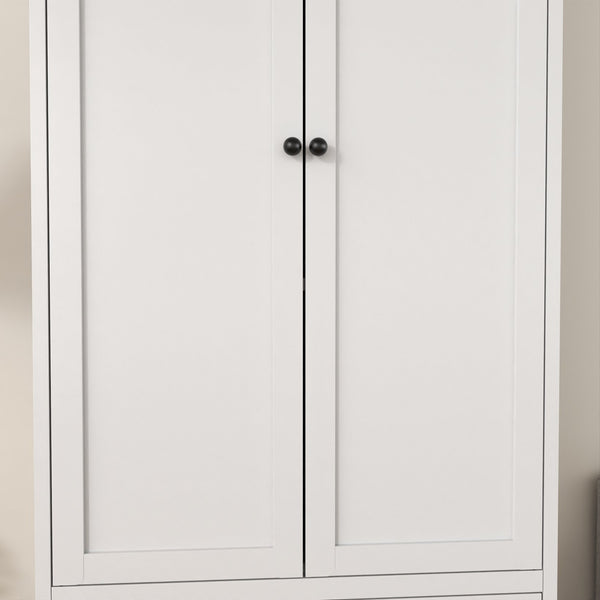 English Elm 72 Inch White Steel Pantry Cabinet with 2 Drawers, Adjustable Shelves, Anti-Tip Ventilated Organizer 72" W2735P332346
