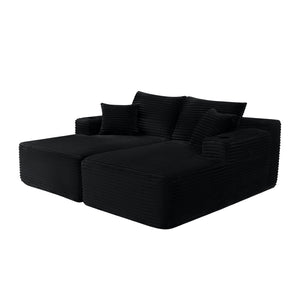 English Elm 75" Cloud Sectional with Double Chaise Deep Seat Plush Upholstered Modern Lounge Sofa W3975S00052