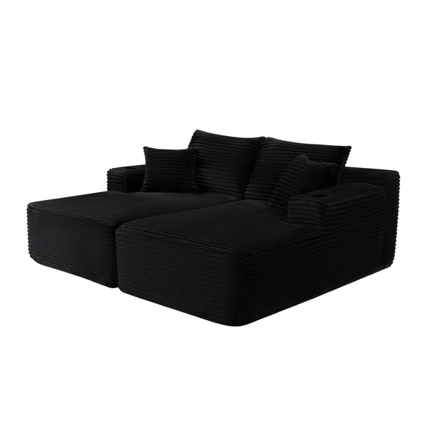 English Elm 75" Cloud Sectional with Double Chaise Deep Seat Plush Upholstered Modern Lounge Sofa W3975S00052