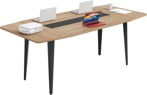 English Elm Industrial Executive Wood Desk with Rustic Brown Veneer for Home Office Workspaces T3971P458697