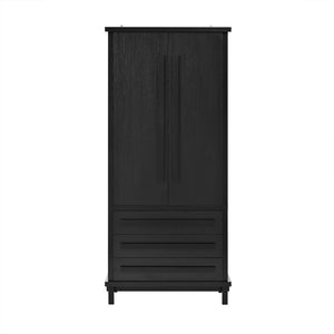 English Elm 70" Tall Pantry Cabinet Rubberwood Legs Three Drawers Six Door Shelves Kitchen Storage Black N762P326960B